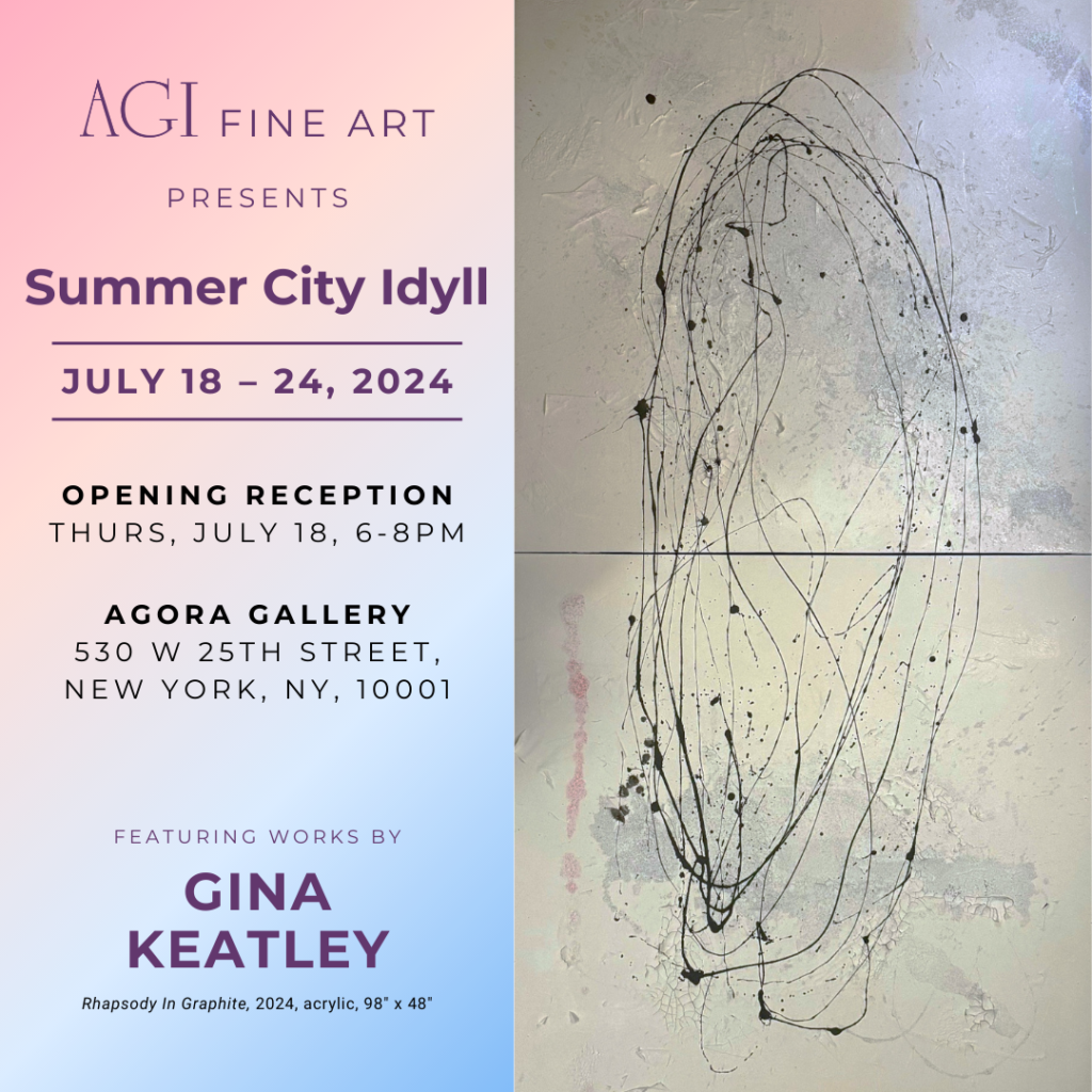 I am thrilled to invite you to my upcoming exhibition "Summer City Idyll," presented by AGI Fine Art, at the Agora Gallery in New York! This exhibition runs from July 18 to July 24, 2024, with an opening reception on Thursday, July 18, from 6-8 PM. 🗓️
Join me for an evening of art and celebration as we explore the intricate dance of abstract expressionism. I will be featuring six of my pieces, including "Rhapsody In Graphite," a 98" x 48" acrylic work that I can't wait for you to experience.
📍 Agora Gallery, 530 W 25th Street, New York, NY, 10001
