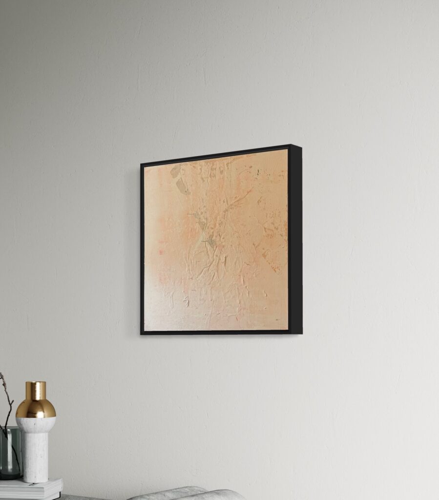 Aurora captures the quiet power of the rising sun—an ephemeral moment where the world shifts from stillness to awakening. This collection of six acrylic works embodies Keatley’s refined approach to abstraction, where texture and tone intersect to create a sense of movement, time, and transformation. Defined by a palette of muted blush, warm ochre, and diffused gold, Aurora captures the luminous hush of dawn. Each composition is layered with Keatley’s signature techniques: Halo Accents, where organic dots emerge like scattered embers of morning light, and the Rainfall Drip Technique, cascading speckled marks that evoke the fleeting nature of sunrise—mist dissolving, warmth unfurling, time slipping forward. At the center of the series is Solace Break, a commanding six-panel composition (48x24 inches per panel) that unfolds like an unbroken horizon. Here, Keatley’s textural interplay creates a rhythmic dialogue between depth and diffusion, evoking the layered experience of witnessing the first light stretch across the earth. The interplay of warmth and restraint in this piece anchors the series, inviting contemplation on impermanence and renewal. Complementing Solace Break, each additional work in the series offers a distinct perspective on light’s transient beauty: Elysian Dawn (48x48 inches) captures the arrival of morning in its purest form, where soft tonal shifts reflect the gentle unfolding of a new day. Vesper Glow (36x48 inches) exists in the threshold between night and morning, where remnants of deep twilight dissolve into the blush of dawn. Brisa (24x24 inches) distills the sensation of a warm breeze at daybreak, carrying with it the quiet hum of new beginnings. Halcyon Rise (24x24 inches) hovers between stillness and transformation, embodying the dreamlike weightlessness of first light. Through restrained yet expressive techniques, Keatley allows texture to dictate form—each surface revealing delicate disruptions, controlled imperfections, and subtle shifts in radiance. The series rejects static representation in favor of movement; light is not simply captured but felt, each piece a reflection of nature’s quiet yet inevitable transitions. Ultimately, Aurora is an invitation to witness and to pause—a recognition that the most fleeting moments are often the most profound. Through soft hues, layered textures, and deliberate mark-making, Keatley explores the act of seeing, the passage of time, and the luminous intersection of past and future that exists in every dawn.