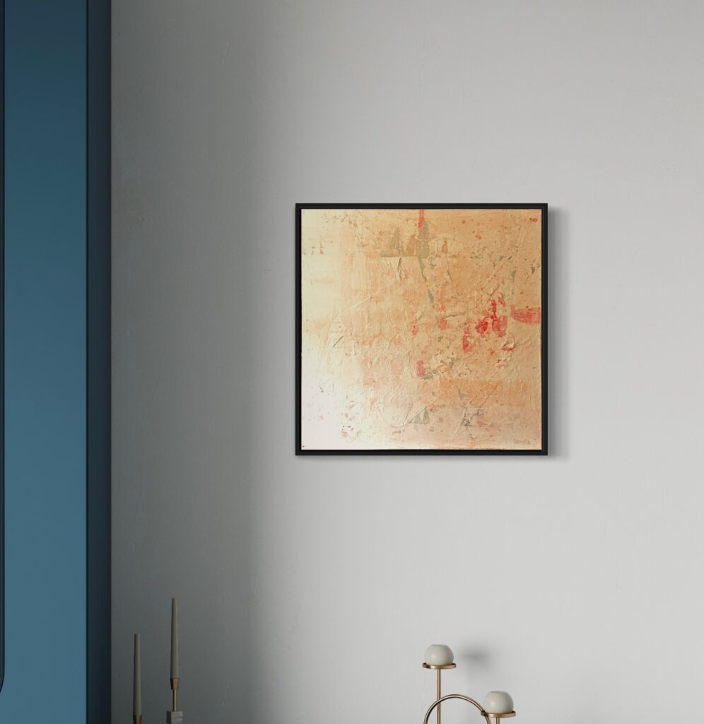 Aurora captures the quiet power of the rising sun—an ephemeral moment where the world shifts from stillness to awakening. This collection of six acrylic works embodies Keatley’s refined approach to abstraction, where texture and tone intersect to create a sense of movement, time, and transformation. Defined by a palette of muted blush, warm ochre, and diffused gold, Aurora captures the luminous hush of dawn. Each composition is layered with Keatley’s signature techniques: Halo Accents, where organic dots emerge like scattered embers of morning light, and the Rainfall Drip Technique, cascading speckled marks that evoke the fleeting nature of sunrise—mist dissolving, warmth unfurling, time slipping forward. At the center of the series is Solace Break, a commanding six-panel composition (48x24 inches per panel) that unfolds like an unbroken horizon. Here, Keatley’s textural interplay creates a rhythmic dialogue between depth and diffusion, evoking the layered experience of witnessing the first light stretch across the earth. The interplay of warmth and restraint in this piece anchors the series, inviting contemplation on impermanence and renewal. Complementing Solace Break, each additional work in the series offers a distinct perspective on light’s transient beauty: Elysian Dawn (48x48 inches) captures the arrival of morning in its purest form, where soft tonal shifts reflect the gentle unfolding of a new day. Vesper Glow (36x48 inches) exists in the threshold between night and morning, where remnants of deep twilight dissolve into the blush of dawn. Brisa (24x24 inches) distills the sensation of a warm breeze at daybreak, carrying with it the quiet hum of new beginnings. Halcyon Rise (24x24 inches) hovers between stillness and transformation, embodying the dreamlike weightlessness of first light. Through restrained yet expressive techniques, Keatley allows texture to dictate form—each surface revealing delicate disruptions, controlled imperfections, and subtle shifts in radiance. The series rejects static representation in favor of movement; light is not simply captured but felt, each piece a reflection of nature’s quiet yet inevitable transitions. Ultimately, Aurora is an invitation to witness and to pause—a recognition that the most fleeting moments are often the most profound. Through soft hues, layered textures, and deliberate mark-making, Keatley explores the act of seeing, the passage of time, and the luminous intersection of past and future that exists in every dawn.